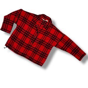 Vintage 80s LL Bean Buffalo Plaid Wool Half Snap Pullover Shirt Jacket Chore XL